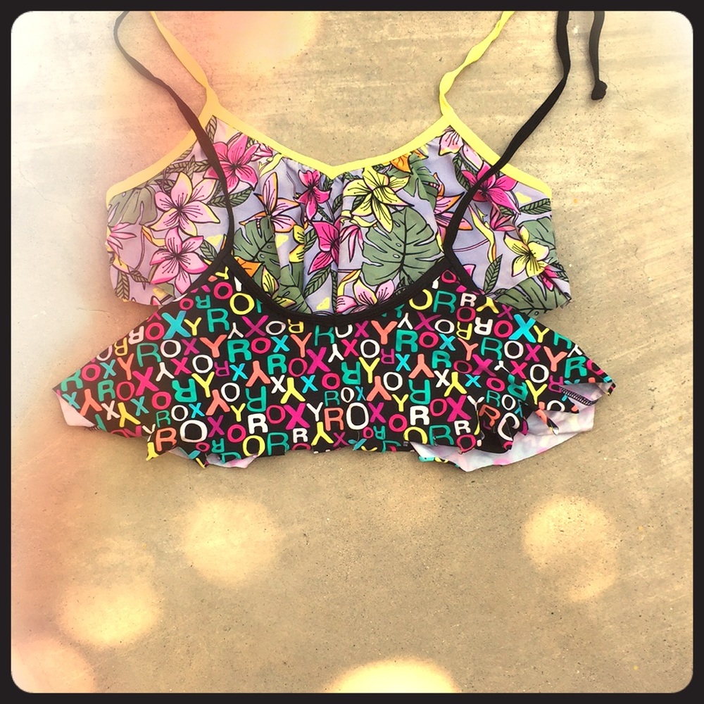 2 Roxy bathing suit tops.
